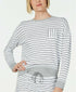 Alfani Ultra Soft Crewneck Pajama Top, Varsity Stripe, Size S